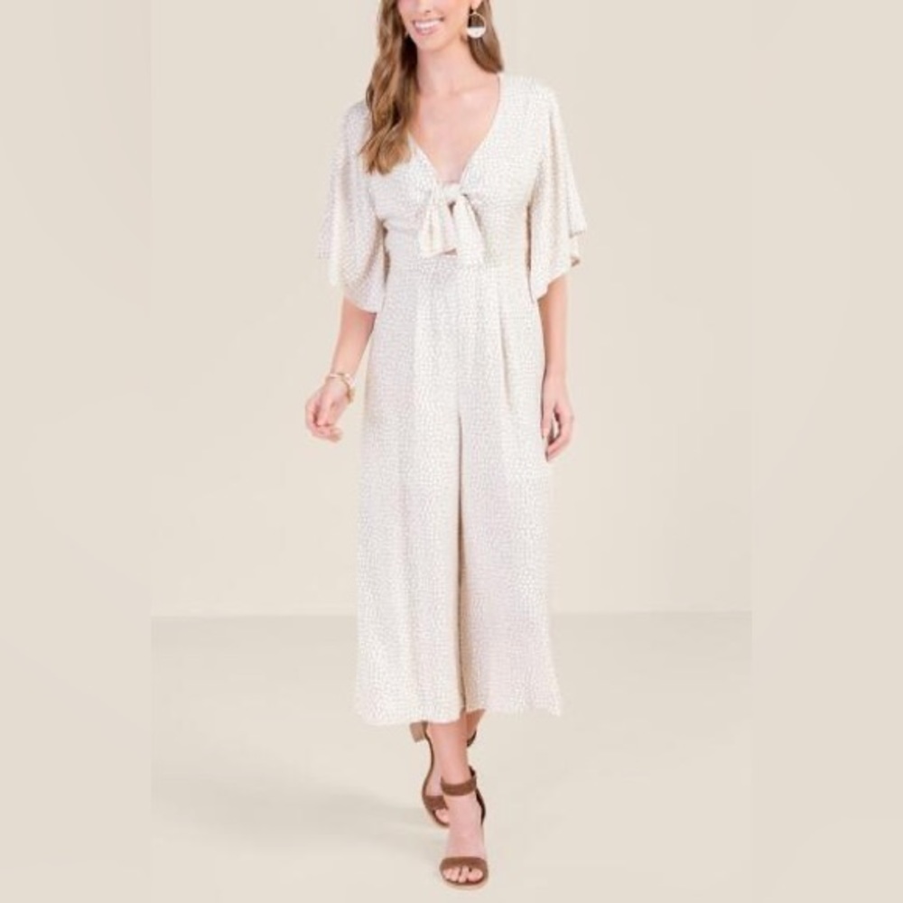 🎉Dee Elly Polka Dot Tie Front Jumpsuit